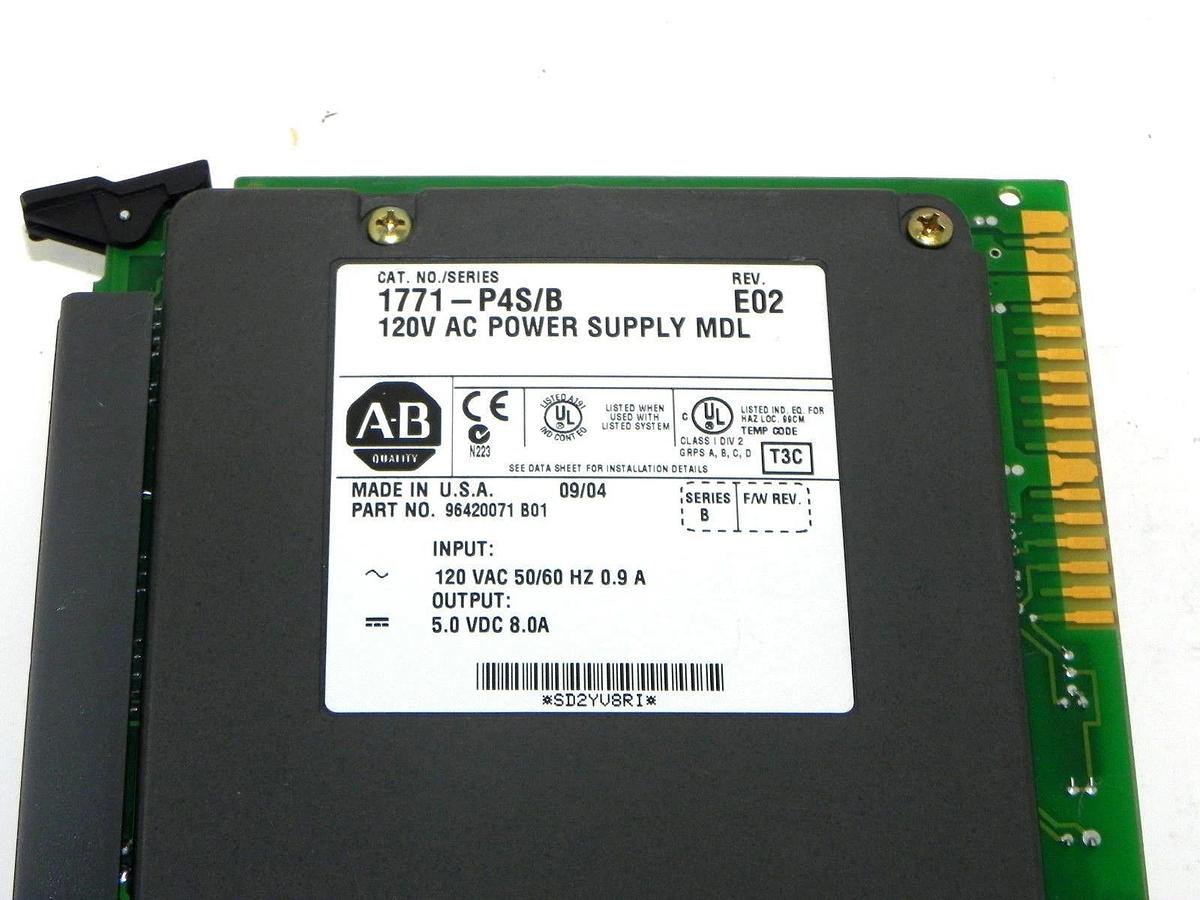 Used ALLEN BRADLEY 1771-P4S/B 120V AC POWER SUPPLY MDL 1771P4S REV. E02
