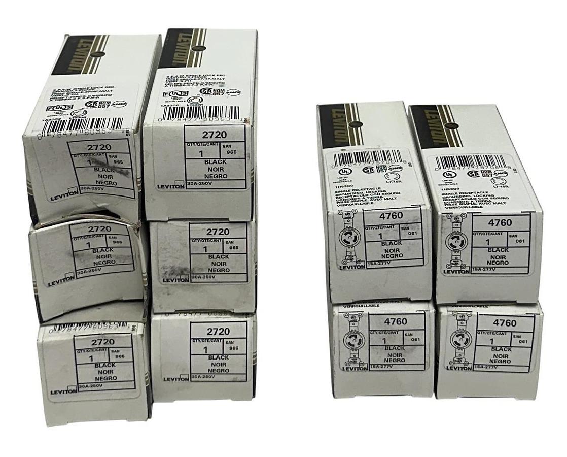 10 LEVITON BLACK LOCKING RECEPTACLES 2720 / 4760 15A-30A 250-277V 3PH NSMP