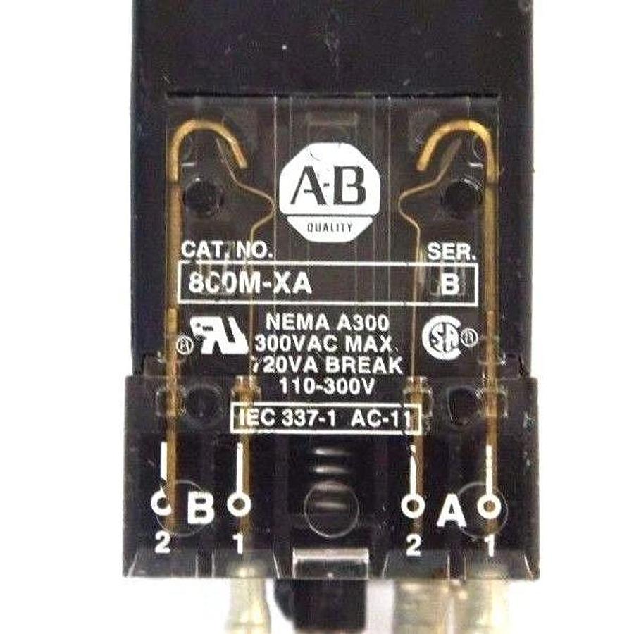 Used ALLEN BRADLEY 800MS-PT16 RED PUSH TO TEST PILOT LIGHT SER D, MISSING LAMP