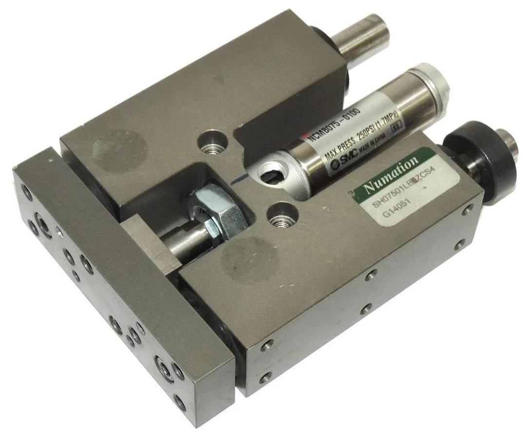 Used NUMATICS SH07501LB1ZCS4 SH SERIES LINEAR SLIDE WITH SMC NCMB075-0100 CYLINDER