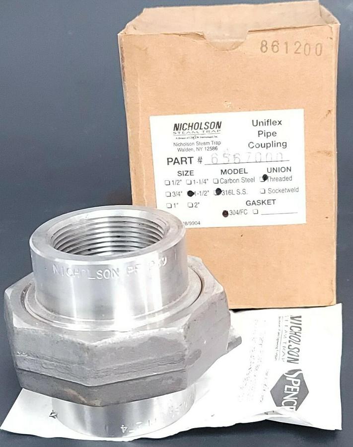 LOT OF 2 NIB SPENCE NICHOLSON 6567000 UNIFLEX PIPE COUPLING 1-1/2'' CARBON STEEL