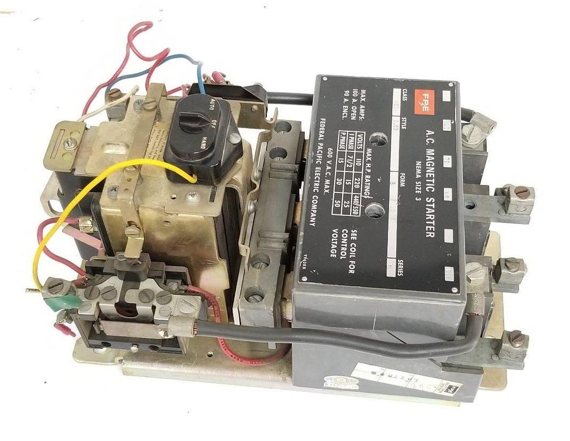 Used FEDERAL PACIFIC 4204-BU33-S MAGNETIC STARTER 110V, 60C, SER. B, 4204-BU33