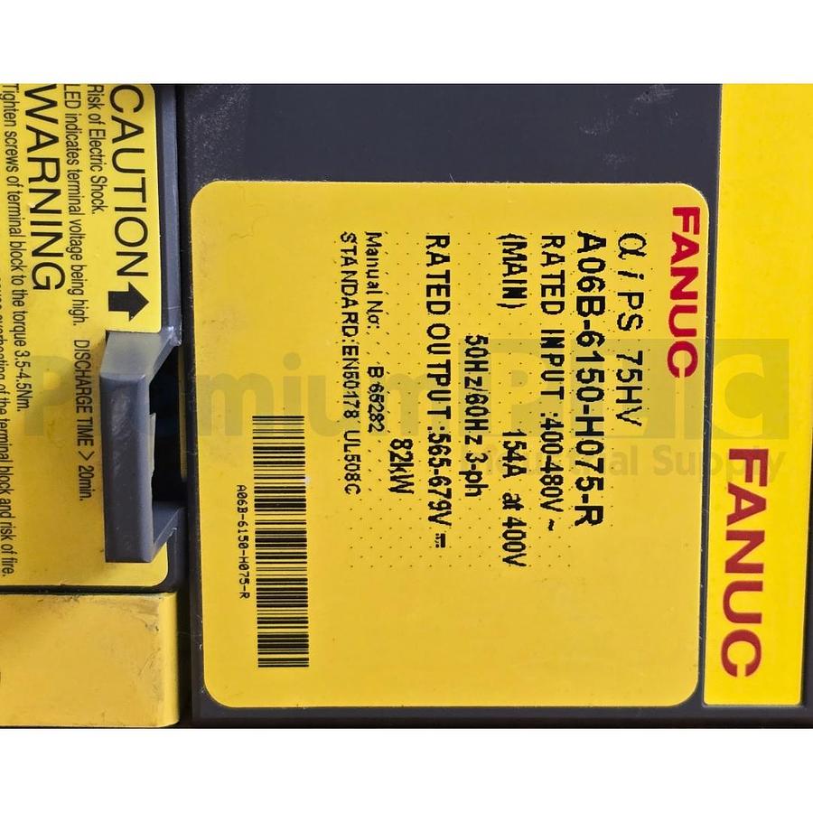 Used FANUC A06B-6150-H075-R / A06B6150H075 ALPHA i POWER SUPPLY aiPS-75HV 82kW REMAN.