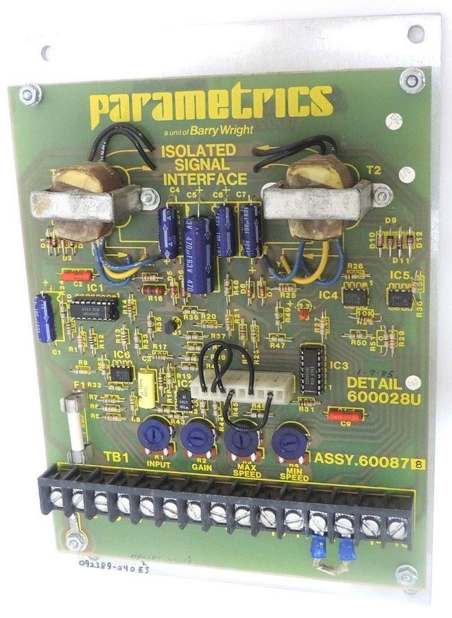 Used PARAMETRIS BARRY WRIGHT ASSY. 600878 ISOLATED SIGNAL INTERFACE BOARD 680121
