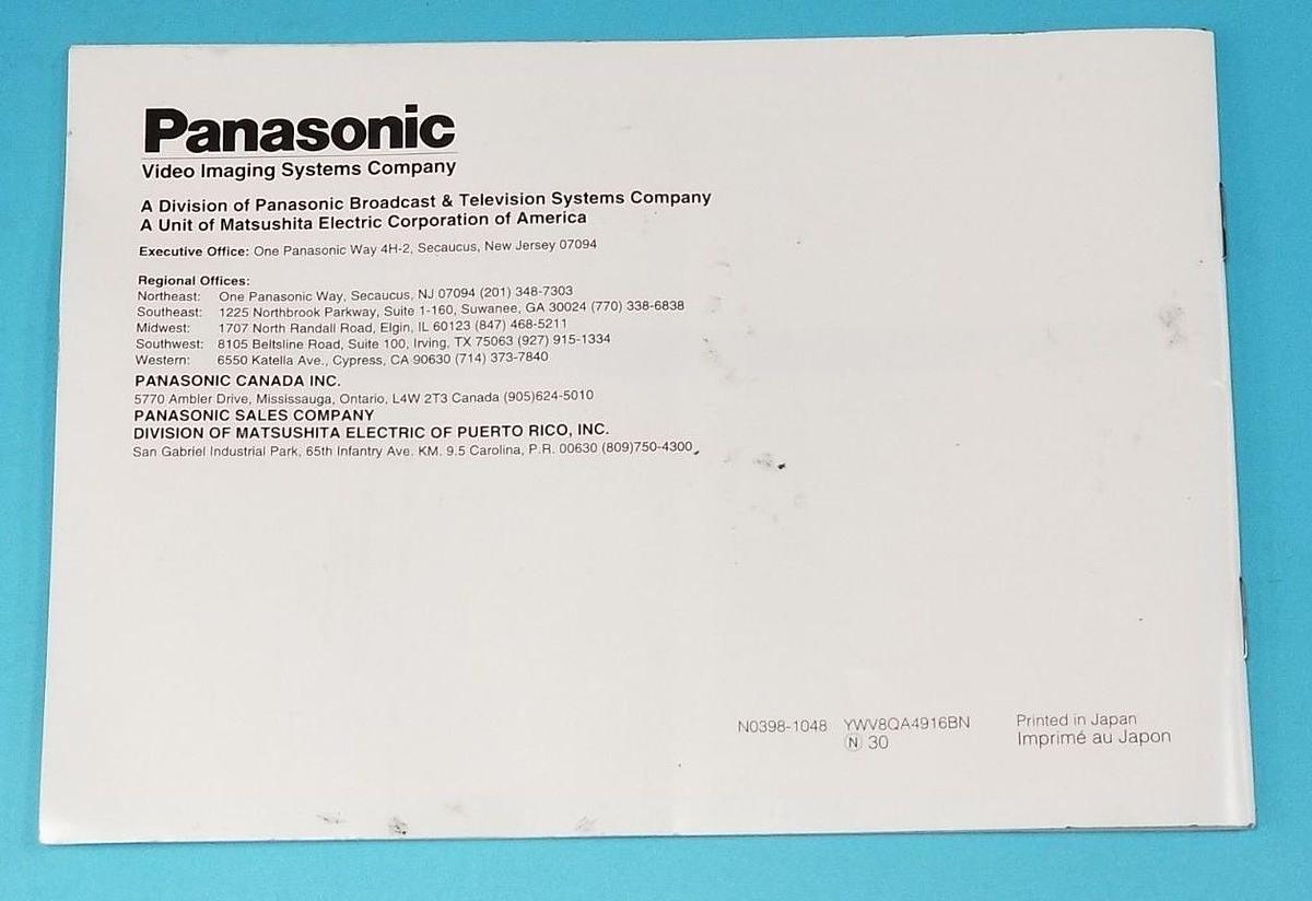 Used PANASONIC WV-BP330/WV-BP332/WV-BP334 OPERATING INSTRUCTIONS