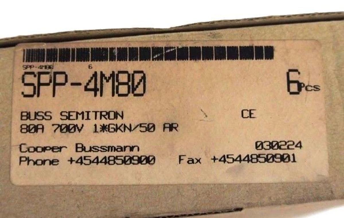BOX OF 4 NEW BUSSMANN SPP-4M80 SEMITRON FUSES 80A, 700V, SPP4M80