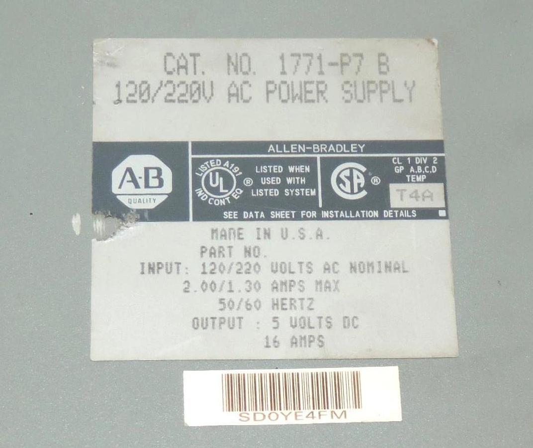Used LOT OF 3 ALLEN BRADLEY 1771-P7 POWER SUPPLY MODULES SER. B, SER. D