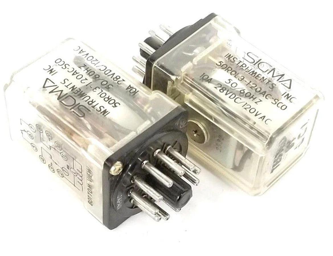 Used LOT OF 2 MAGNECRAFT SIGMA 50R0L3-120AC-SCO RELAYS 50R0L3120ACSCO