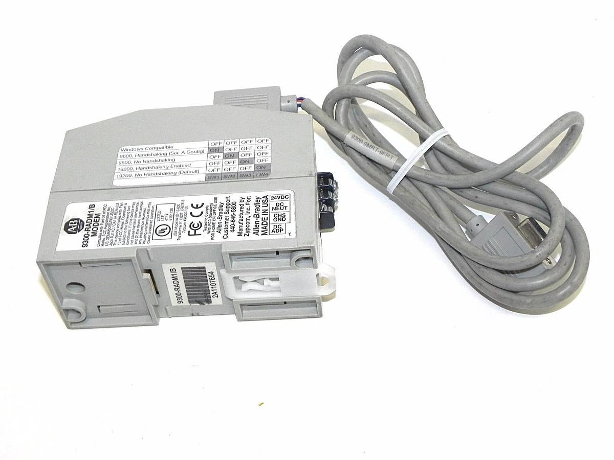 Used ALLEN BRADLEY 9300-RADM1/B REMOTE ACCESS DIAL-IN MODEM 9300-RADM1, W/ CABLE