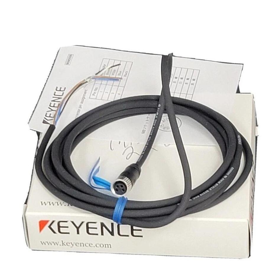 Used LOT OF 2 NIB KEYENCE OP-42187 CORD SET QUICK DISCONNECT 4 PIN CONNECTOR 2M
