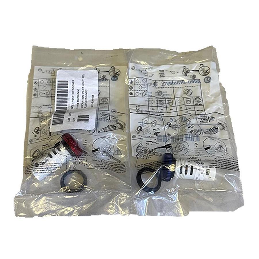 2 ALLEN BRADLEY 800FD PILOT LIGHTS 800FD-P6N3 /A BLUE & 800FD-P4N3 /A RED