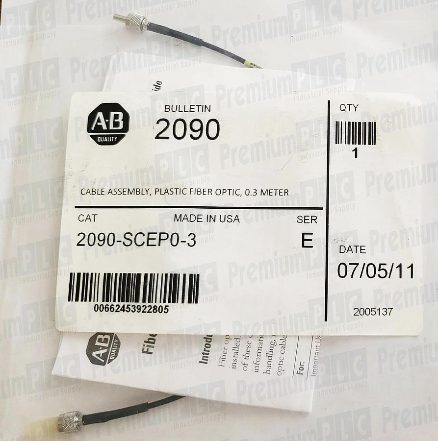 Used NEW ALLEN BRADLEY 2090-SCEP0-3 SER. E KINETIC .3m FIBER OPTIC CABLE ASSEMBLY