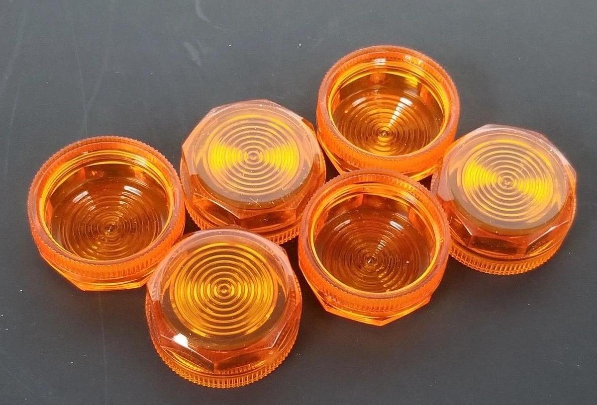 Used BOX OF 6 NEW CUTLER HAMMER E22AE9 PLASTIC LENSES AMBER FOR INDICATING LIGHT