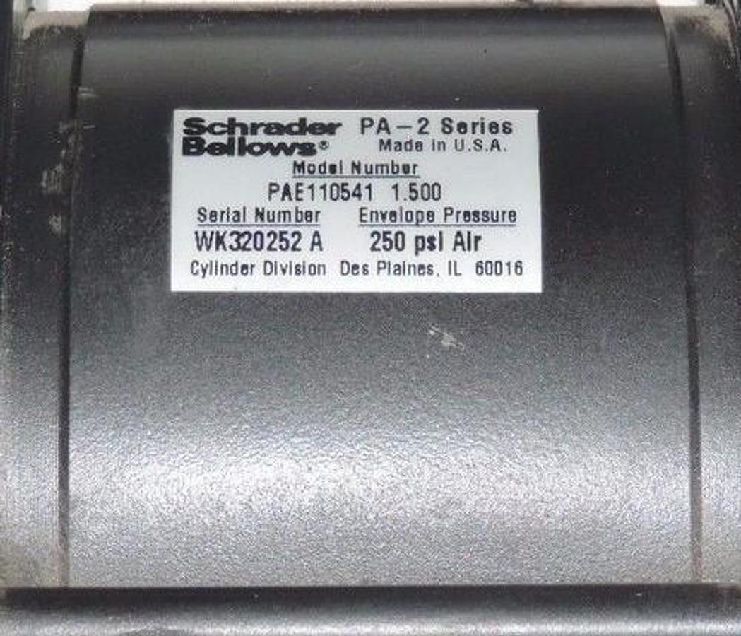 Used SCHRADER BELLOWS PAE110541 1.500 CYLINDER SERIES PA-2 250PSI AIR