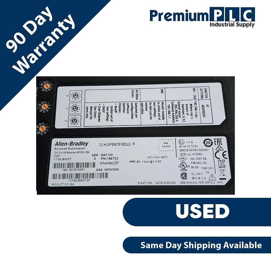 Used MINT ALLEN BRADLEY 1756-EN2T /D ControlLogix ENET/IP BRIDGE MODULE TP 1756EN2T