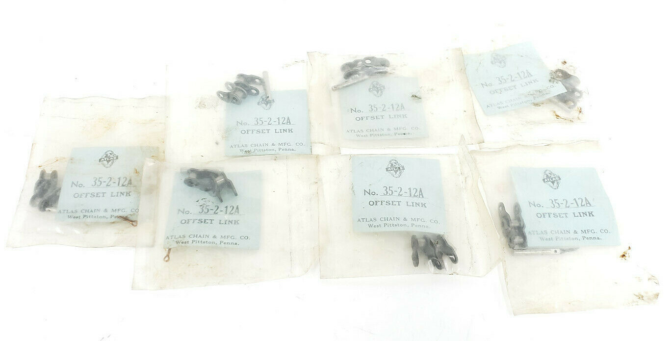 LOT OF 7 NEW ATLAS 35-2-12A OFFSET ROLLER CHAIN LINKS 35-2 35212A