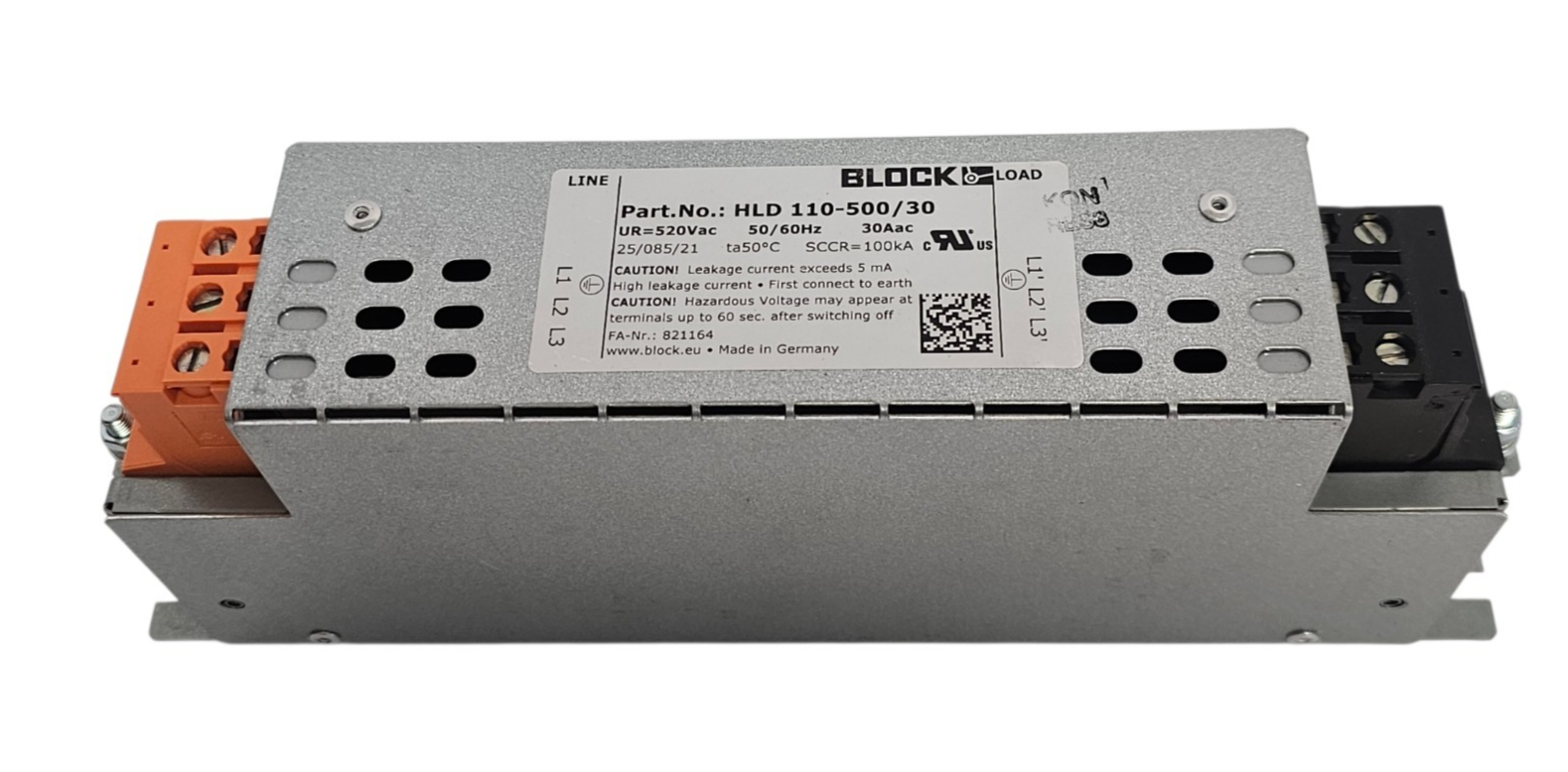 Used NEW BLOCK HLD 110-500/30 FILTER APPLICATIONS:GENERAL PURPOSE 520Vac 30Aac