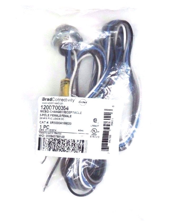 NEW WOODHEAD 1200700364 MICRO-CHANGE RECEPTACLE 5-POLE 2M LEADS