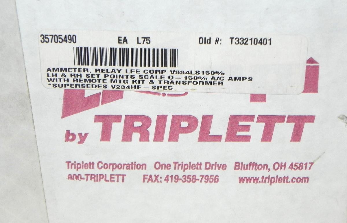 NIB LFE MODEL 195 ANALOG METER TRIPLETT V334LS-150% RANGE: 0-150 % V334LS150