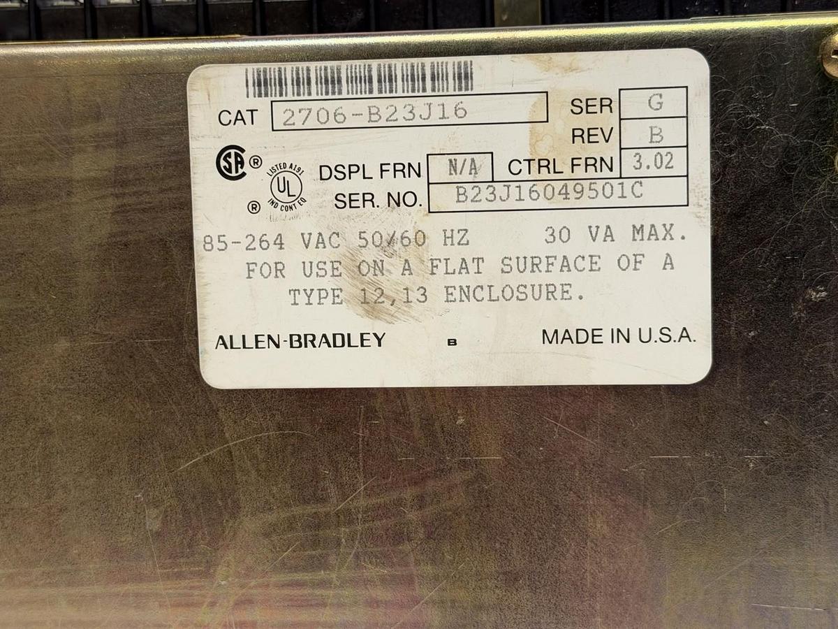 Used ALLEN BRADLEY 2706-B23J16 DATALINER OPERATOR INTERFACE 85-264VAC 2706B23J16