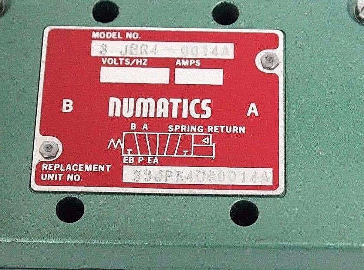 Used NEW NUMATICS 3JPR40014A SOLENOID VALVE REPLACEMENT UNIT NO. 33JPR4000014A