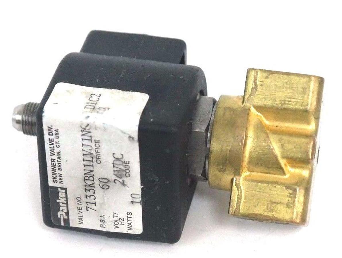 Used PARKER SKINNER 7133KBN1LVJ1N031D1C2 SOLENOID VALVE 60PSI, 24VDC, 10WATTS
