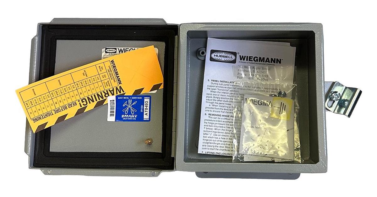 Used NEW HUBBELL WIEGMANN B060604CH ELECTRICAL ENCLOSURE CUTOUT BOX TYPE 12, 13
