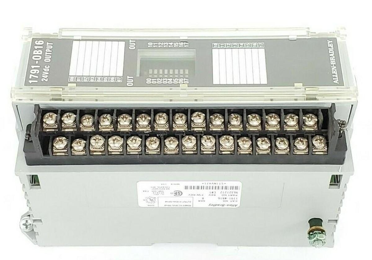 Used ALLEN BRADLEY 1791-0B16 I/O BLOCK 17910B16 SER. B REV. C01, 24VDC, MISSING DOOR