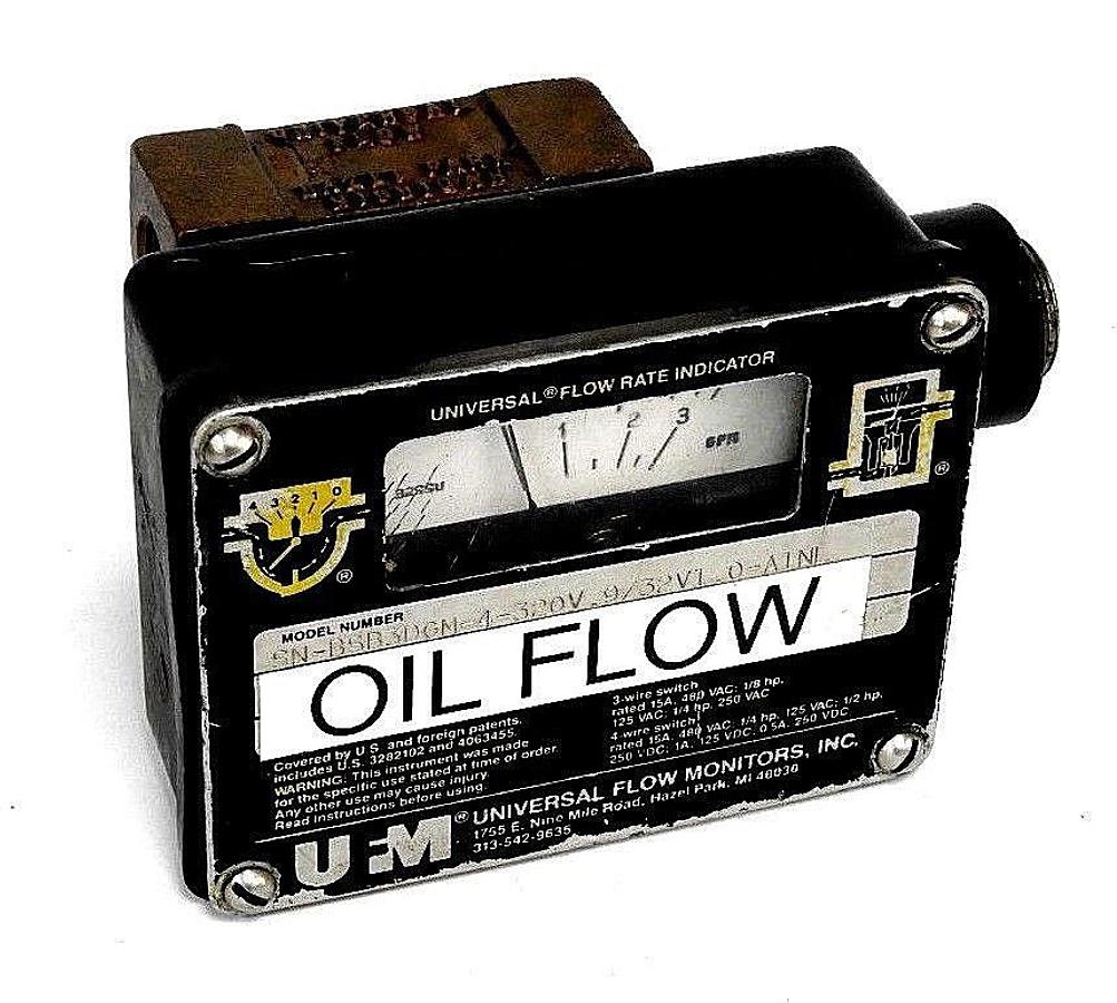 Used UNIVERSAL FLOW MONITORS SN-BSB3DGM-4-320V.9/32V1.0-A1NL FLOW RATE INDICATOR