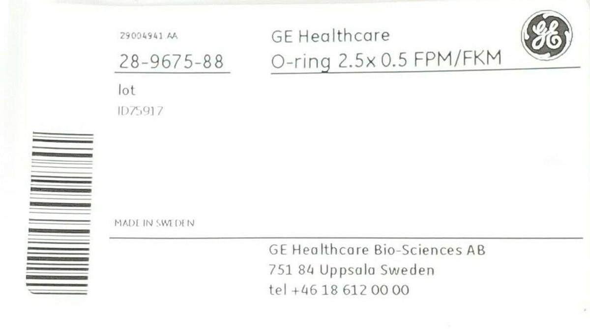 Used BAG OF 2 NEW GE HEALTHCARE 28-9675-88 O-RINGS 2.5x0.5 FPM/FKM 28967588