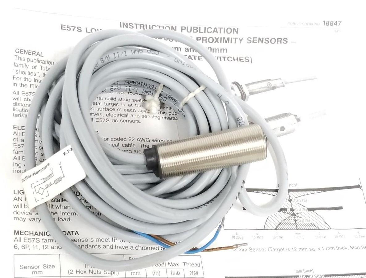 Used NEW EATON CUTLER-HAMMER E57SAL18A2 PROXIMITY SENSOR SER. B1, SN= 5MM, 35-250VAC