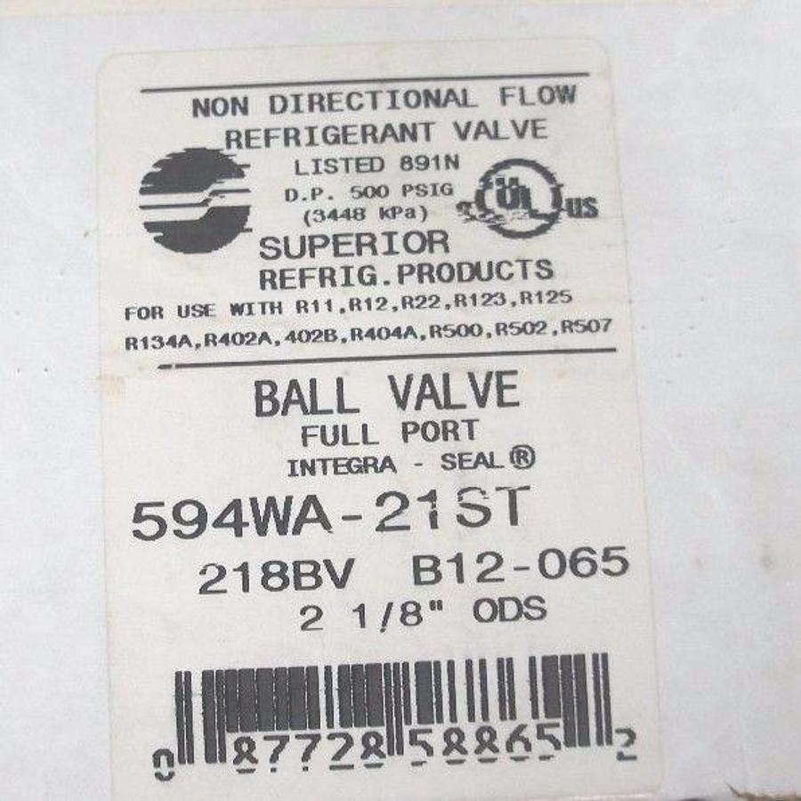 NIB SUPERIOR 594WA-21ST BALL VALVE FULL 2 1/8" ODS DP500PSIG 3448KPa