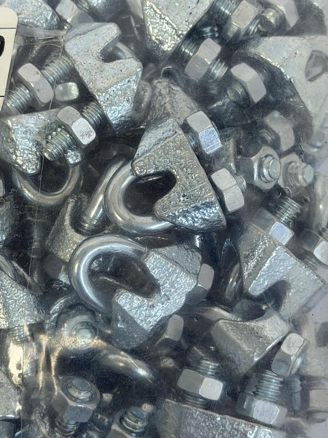 Used LOT OF 188 1/8" Zinc Plated Malleable Wire Rope Clips