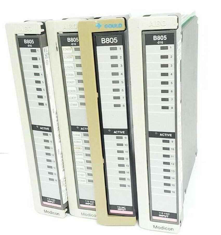 Used LOT OF 4 GOULD / MODICON AS-B805-016 INPUT MODULES 800 I/O 115VAC 16PT