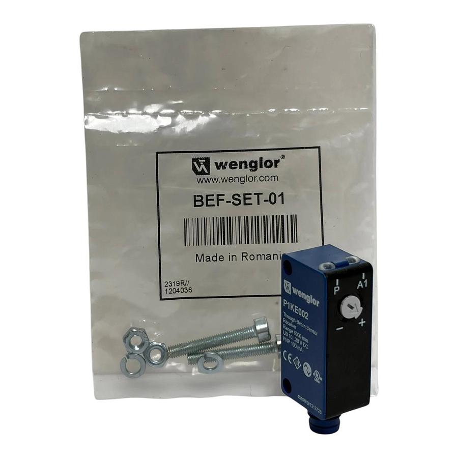 Wenglor P1KE002 Through-Beam Photoelectric Sensor Receiver with BEF-SET-01 Mount