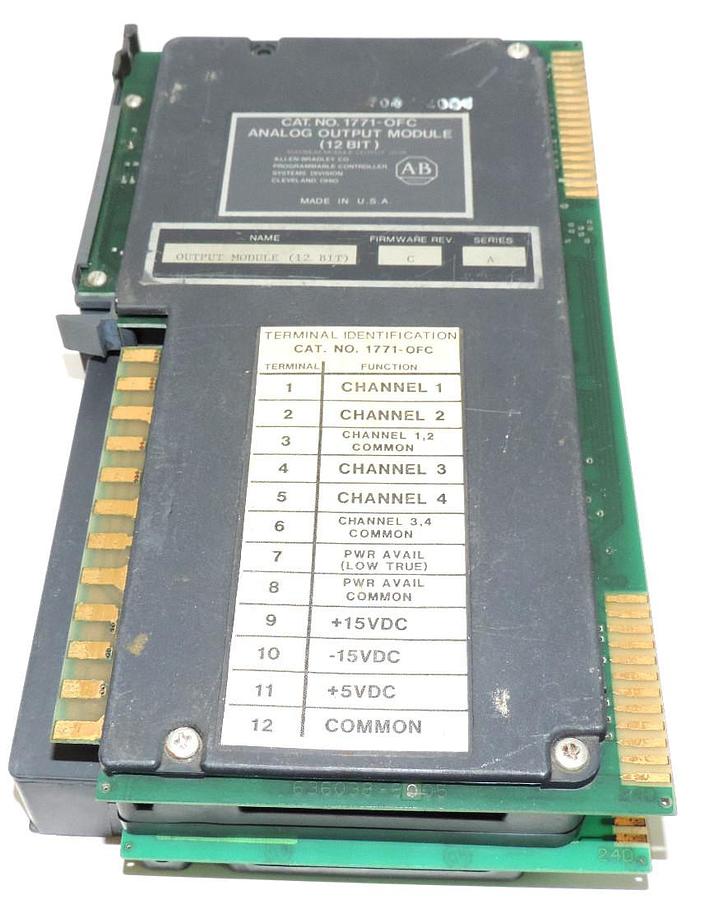 Used ALLEN BRADLEY 1771-OFC ANALOG OUTPUT MODULE 1771-OFE (12 BIT) F/W REV. C SER. A