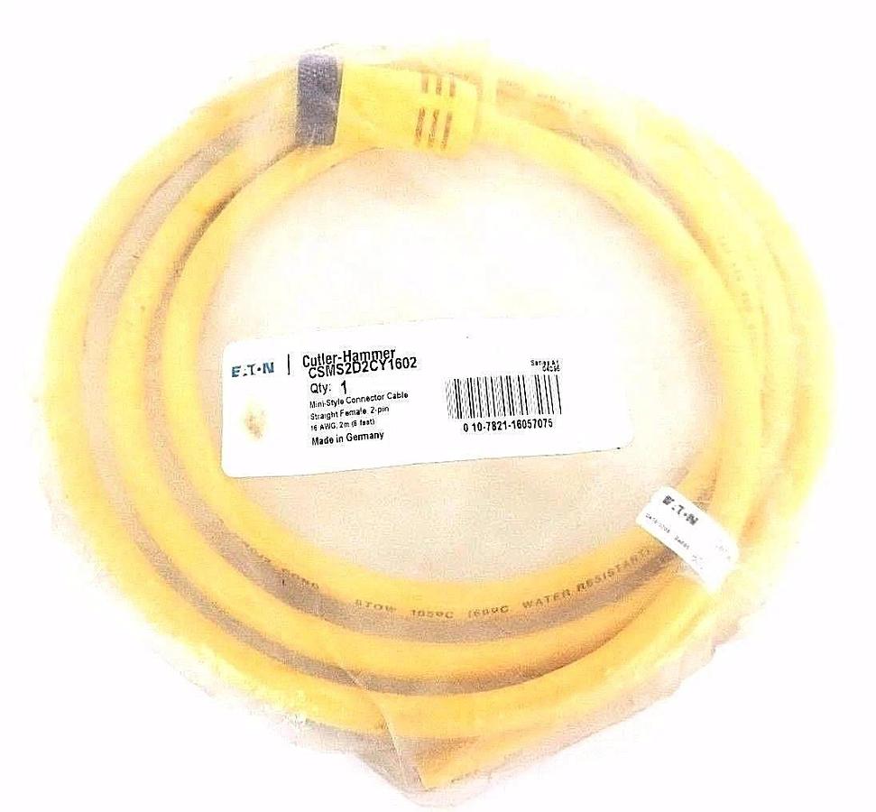 Used NEW CUTLER HAMMER CSMS2D2CY1602 MINI-STYLE CONNECTOR CABLE 6 FEET