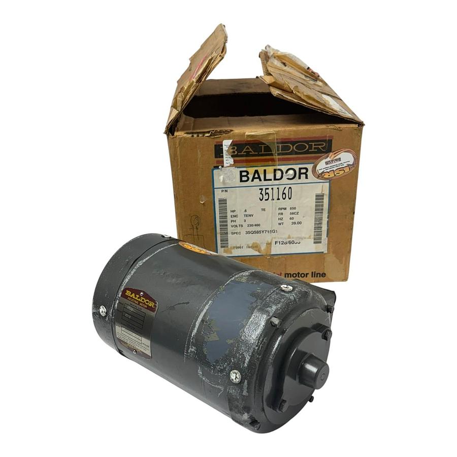 Used Baldor 351160 0.6HP 56CZ 3 Phase 850 RPM TENV Marine Duty AC Motor New Surplus