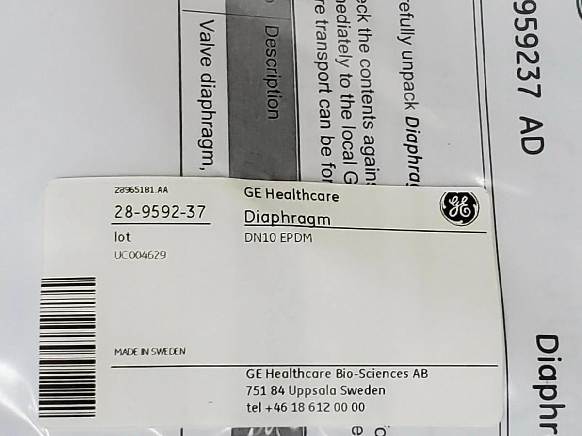 Used NEW GE HEALTHCARE 28-9592-37 VALVE DIAPHRAGMS DN10 EPDM 28959237 AD