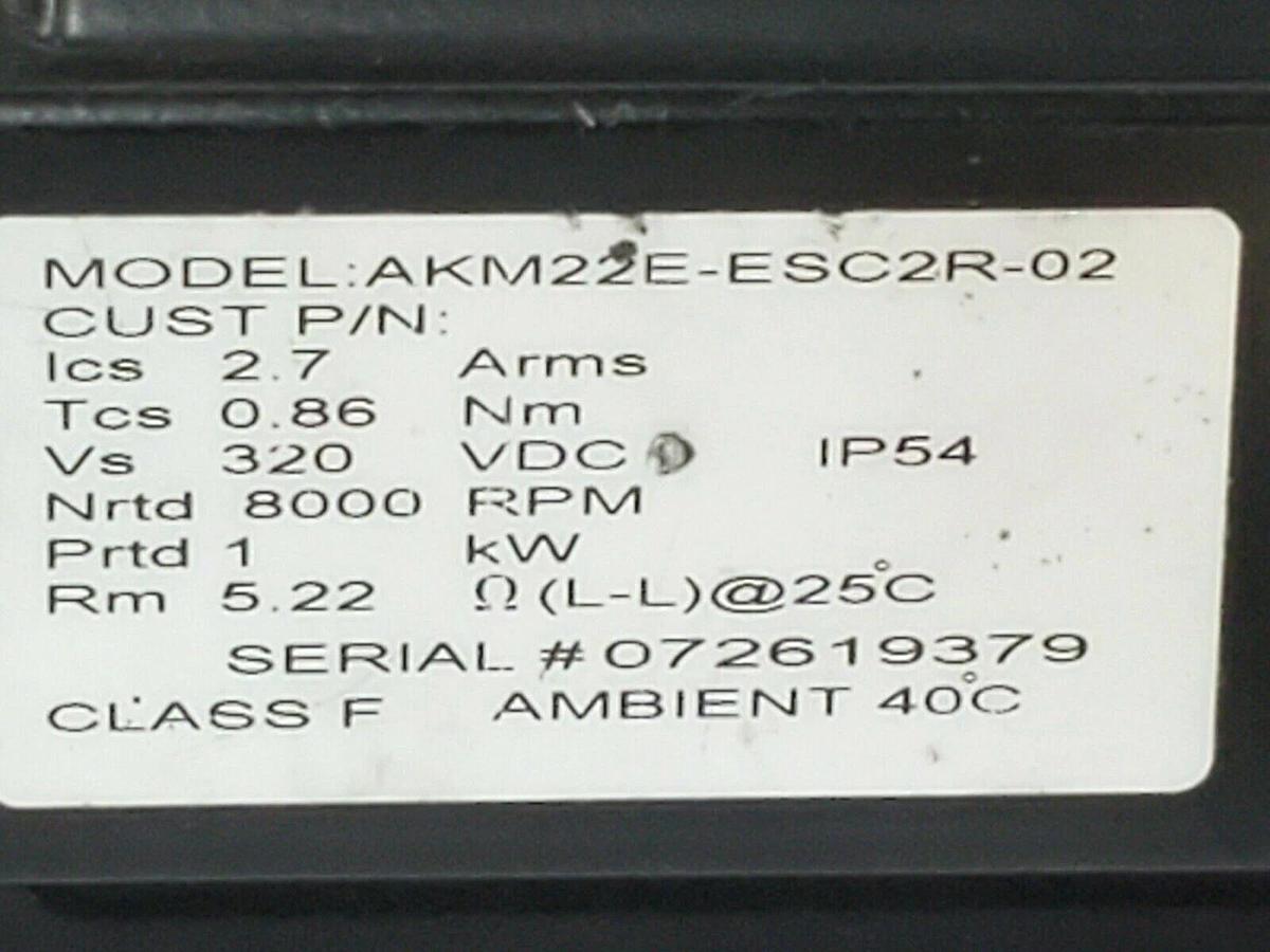 Used LOT OF 2 DANAHER MOTION AKM22E-ESC2R-02 SERVOMOTORS 320VDC 2.7 ARMS 8000RPM