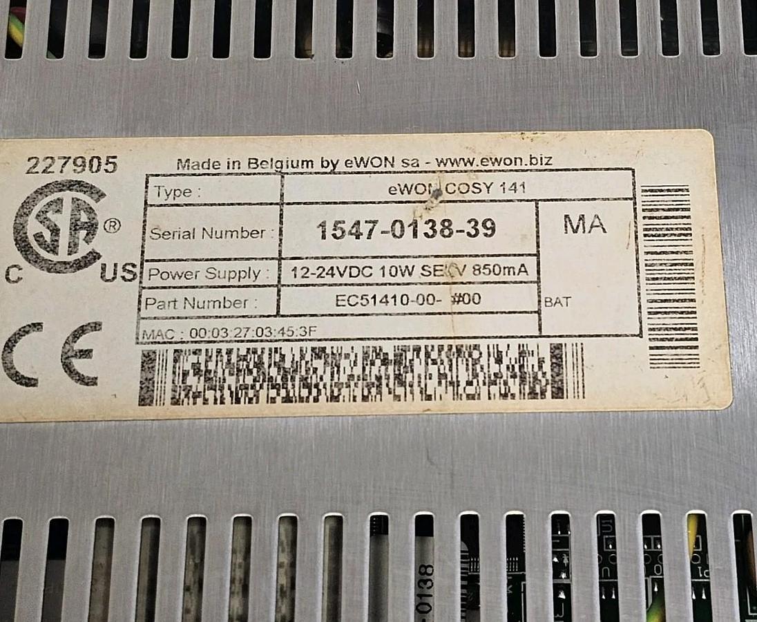 Used HMS eWON Cosy 141 | EC51410-00-#00 Industrial VPN Router ENet EC51410_00MA USED