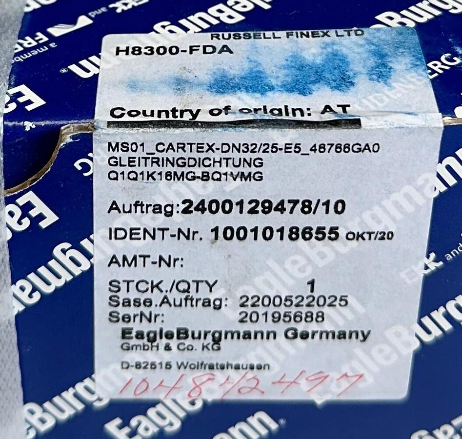 NEW EagleBurgmann MS01 CARTEX-DN32/25-E5 46766GA0 SEAL Q1Q1K16MG-BQ1VMG H8300FDA