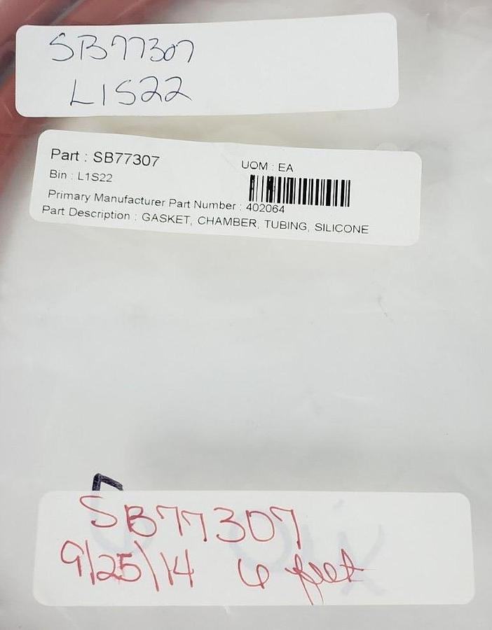 Used GENERIC SB77307 402064 SILICONE CHAMBER GASKET / TUBING, 6 FEET