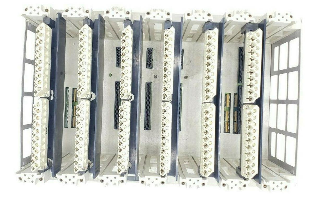Used MODICON AS-9534-002 984 SERIES 7-SLOT CHASSIS RACK AS-H819-209 W/ WIRING ARMS