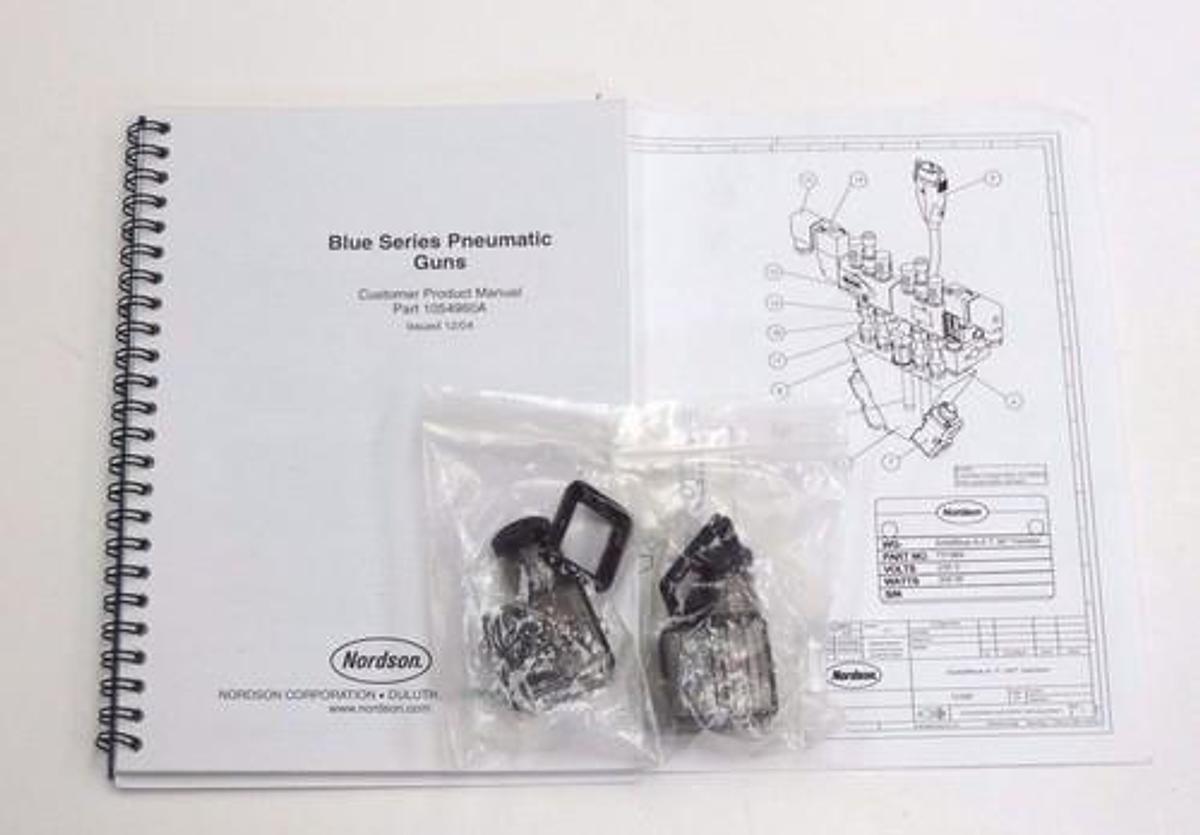 Used NIB NORDSON 731989 BLUE SERIES PNEUMATIC GUN, SOLIDBLUE A-2-T-30-VARISTOR