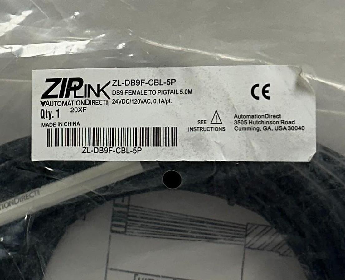 AUTOMATIONDIRECT ZL-DB9F-CBL-5P / ZLDB9FCBL5P ZIPLINK CABLE DB9 FEMALE 5M NSFS