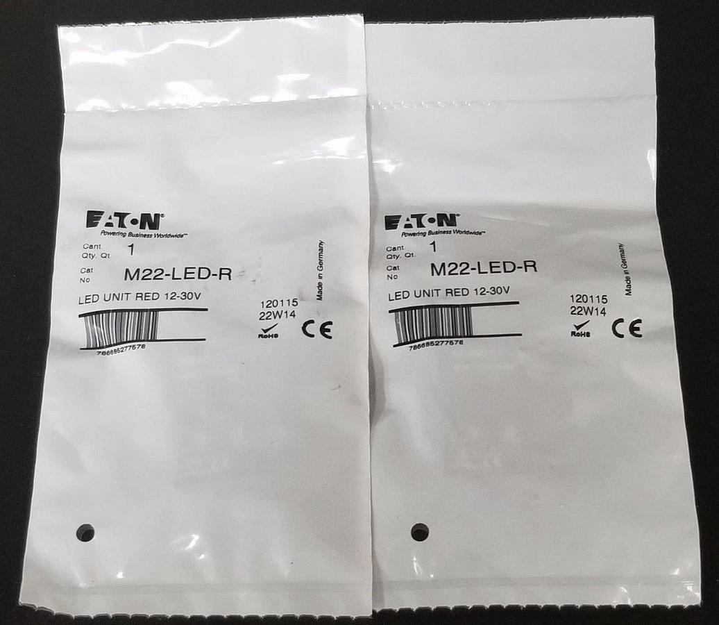 Used LOT OF 2 NEW EATON CUTLER-HAMMER M22-LED-R LED UNIT RED 12-30V, M22LEDR