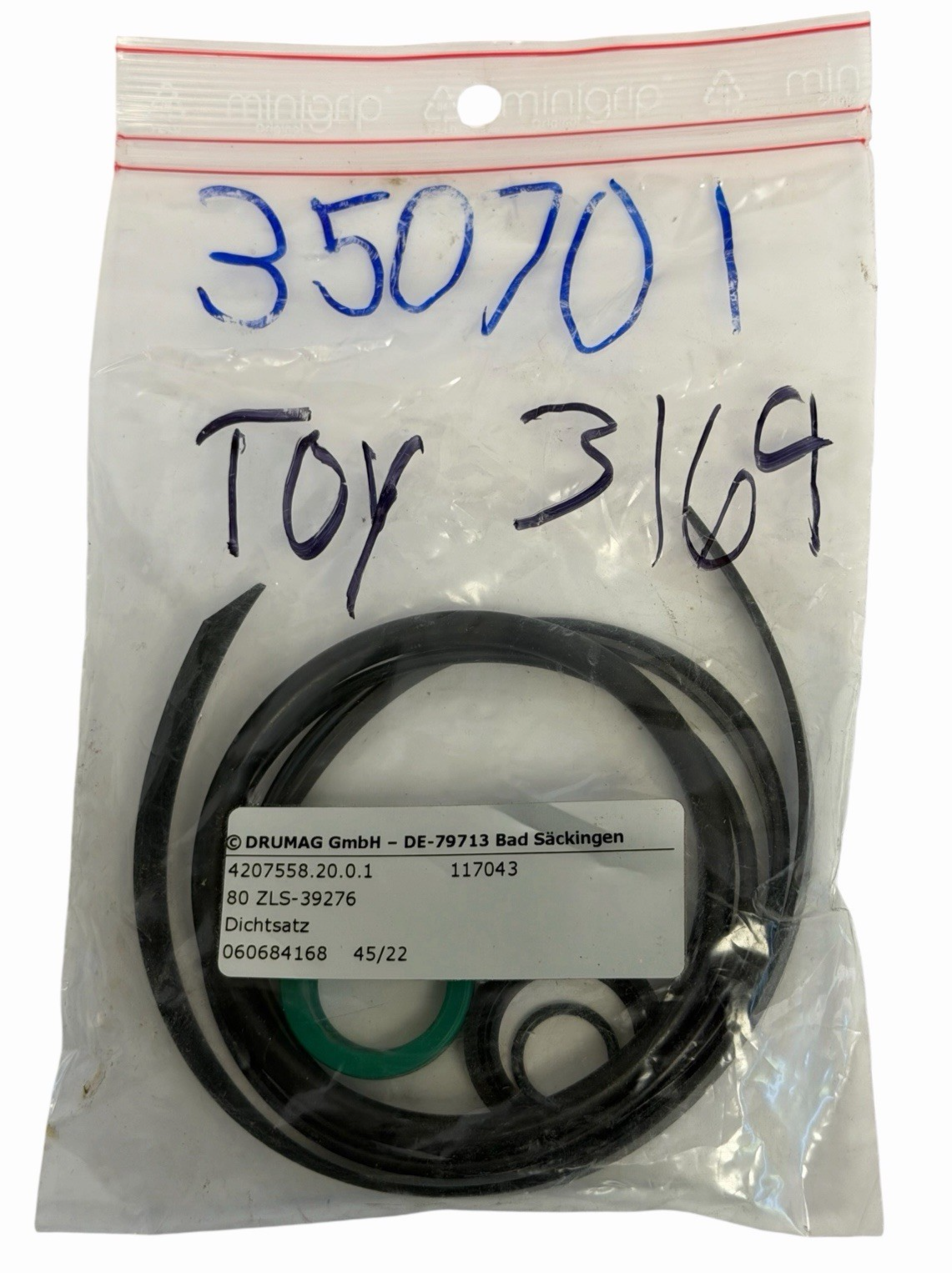 NEW DRUMAG 4207558.20.0.1 SEAL KIT 80 ZLS39276 117043 060684168