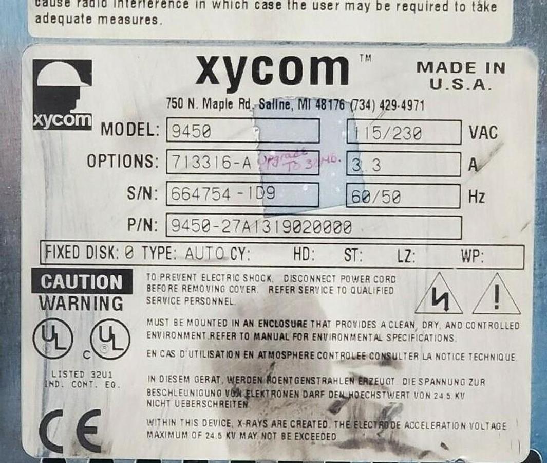 Used XYCOM 9450 OPERATOR INTERFACE MONITOR 713316-A 220396A 9450-27A1319020000