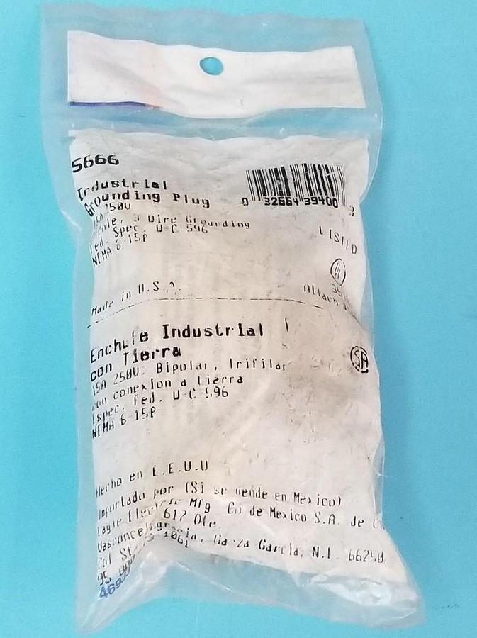 NEW EAGLE ELECTRIC 5666 INDUSTRIAL GROUNDING PLUG 15A, 250V, 2P